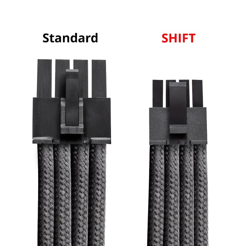 CableMod C-Series Pro ModMesh Sleeved 12V-2x6 12VHPWR Dual StealthSense Cable Kit for Corsair Type 5 RMX Shift (Carbon) - Image 3